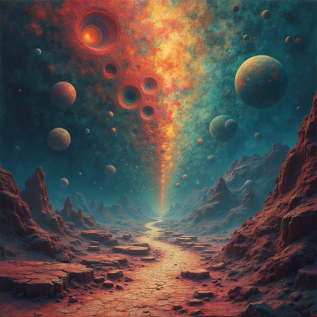 Surreal Space Opera Movie Poster in Expressionist Style