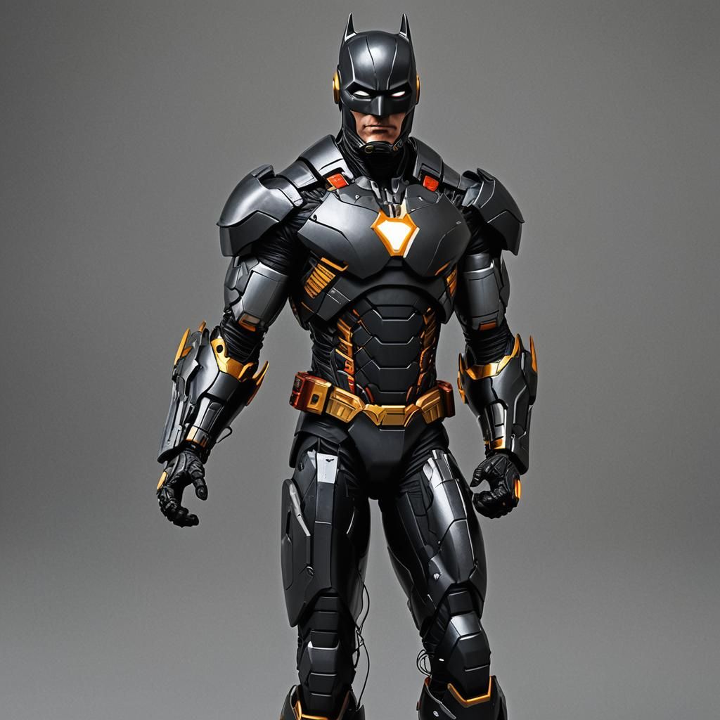 Batman and Ironman Superhero Fusion in Realistic Photo