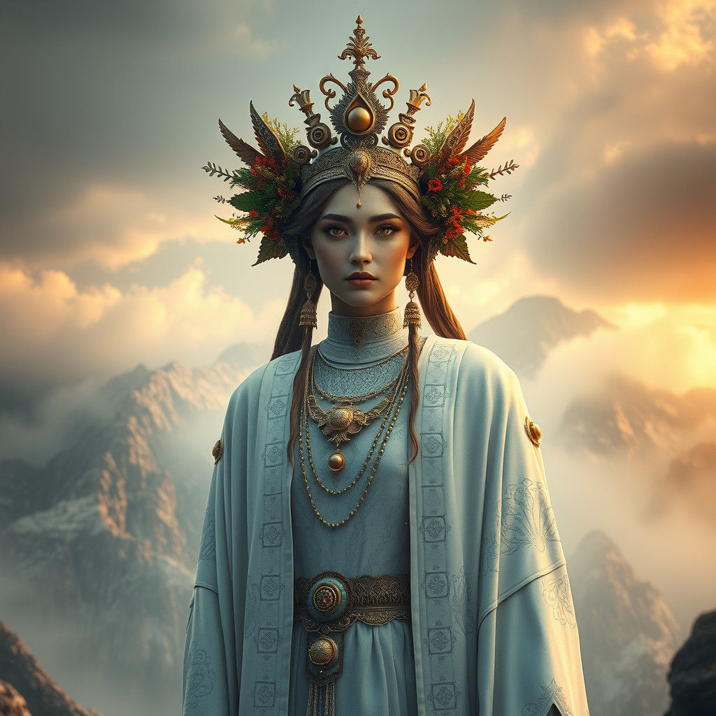 Iranian Health Goddess Haurvatat in Digital Painting