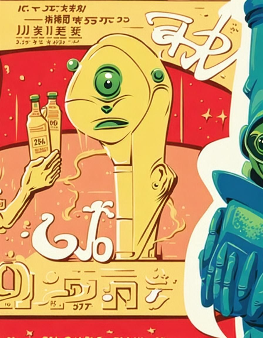 Alien Advertisement Featuring Green Model in Cypher