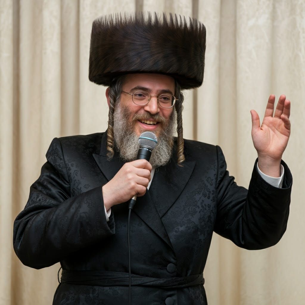 Bearded Man in Traditional Jewish Attire, Exuding Confidence...