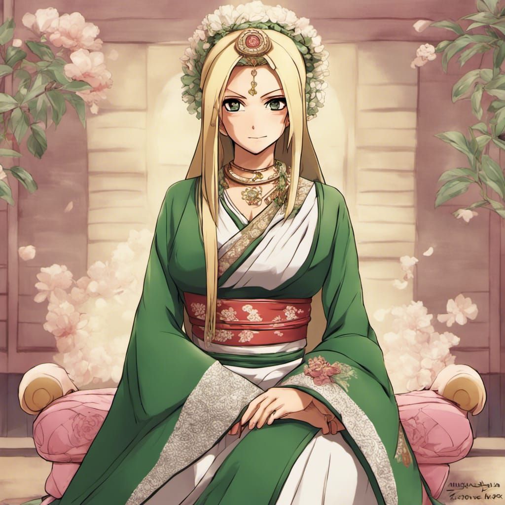 Tsunade Senju in Indian Wedding Dress, Anime Style