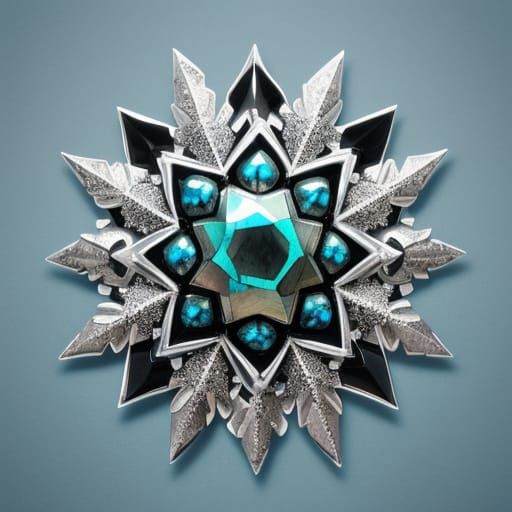 Abstract Snowflakes in Iridescent Hues and Metallic Accents