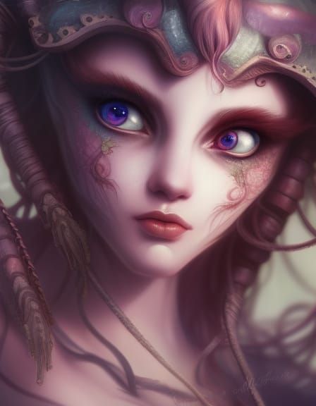 Cute Anime Girl with Expressive Eyes: Digital Illustration