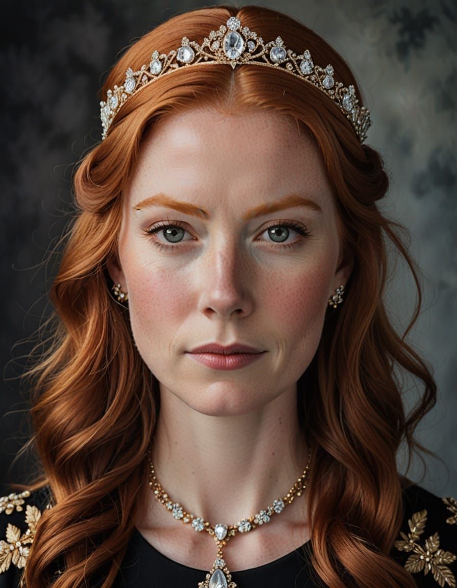 Portrait of a Regal Redhead Queen