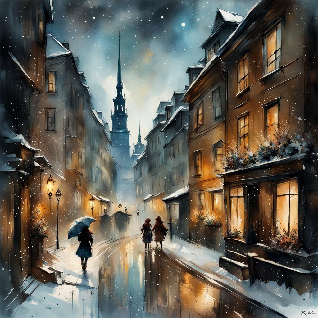 First snow falls over Stockholm