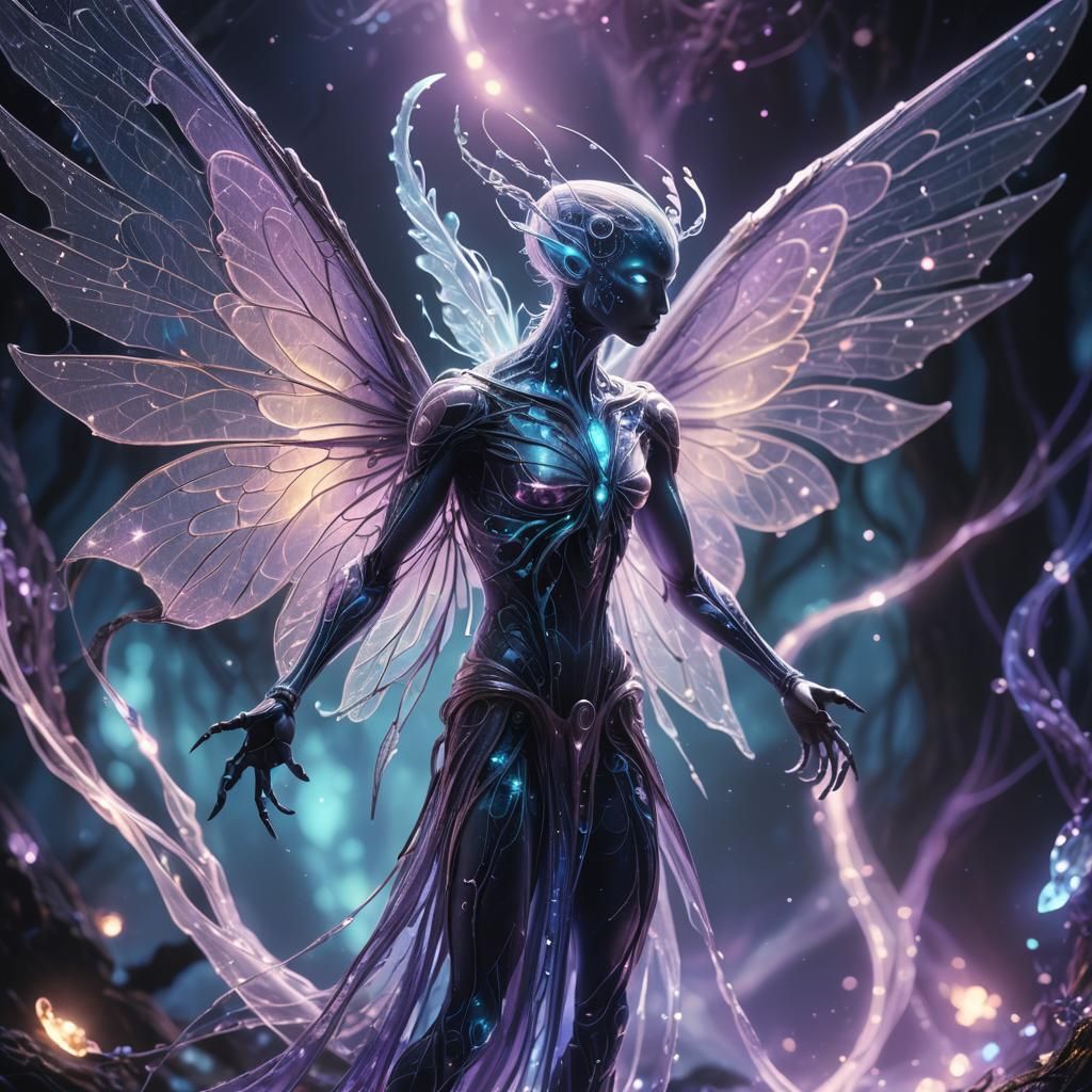 Ethereal Creature Crafts Winged Being as Digital Art