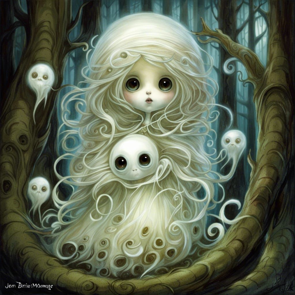 Ethereal Forest Ghost Girl in Dreamcore Anime Style