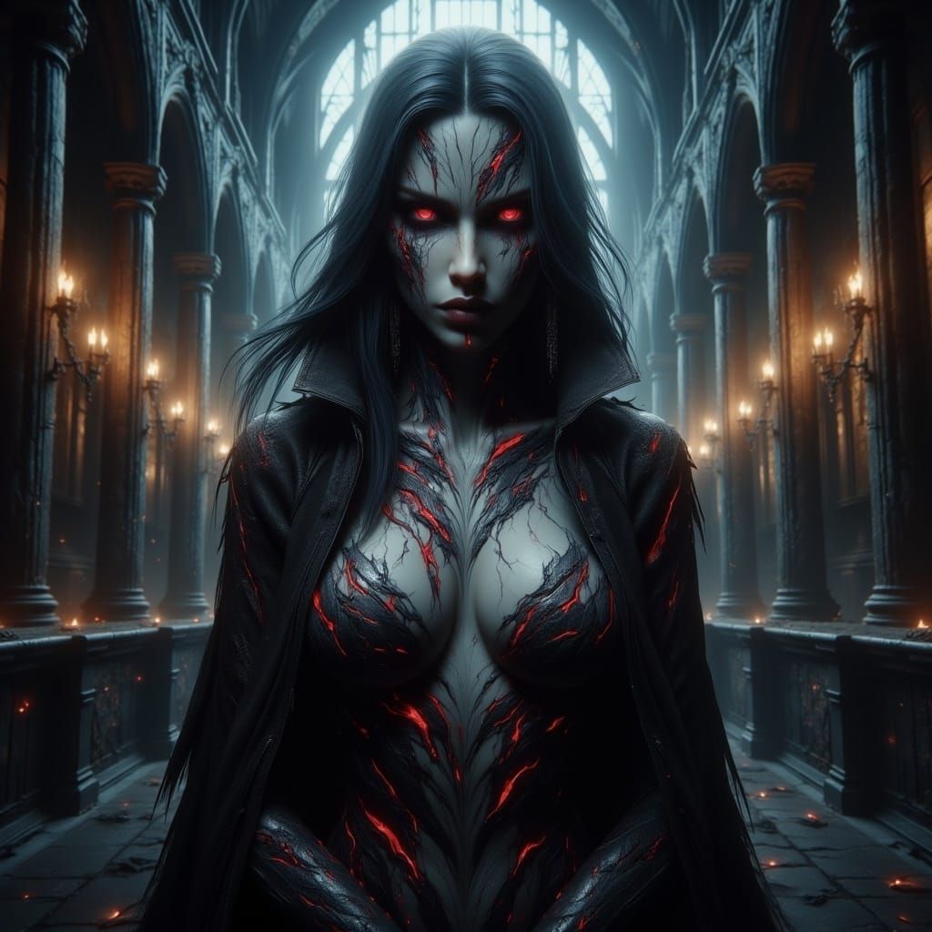 Ethereal Vampire in Gothic Cathedral