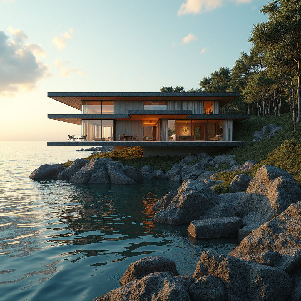 Elegant Modern Wooden House by the Sea