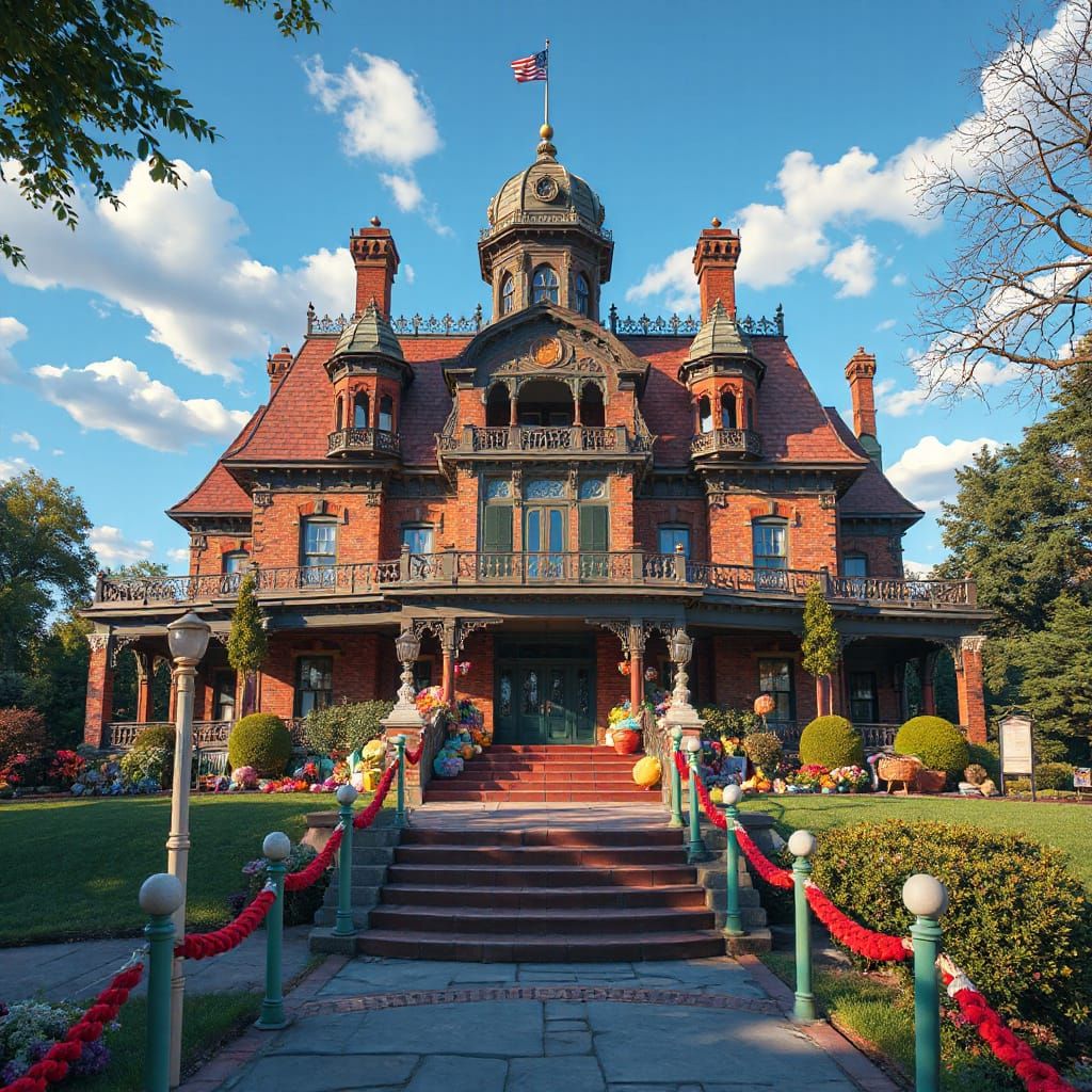 Vibrant Summer Mansion, Haunted by Whimsy and Wonder