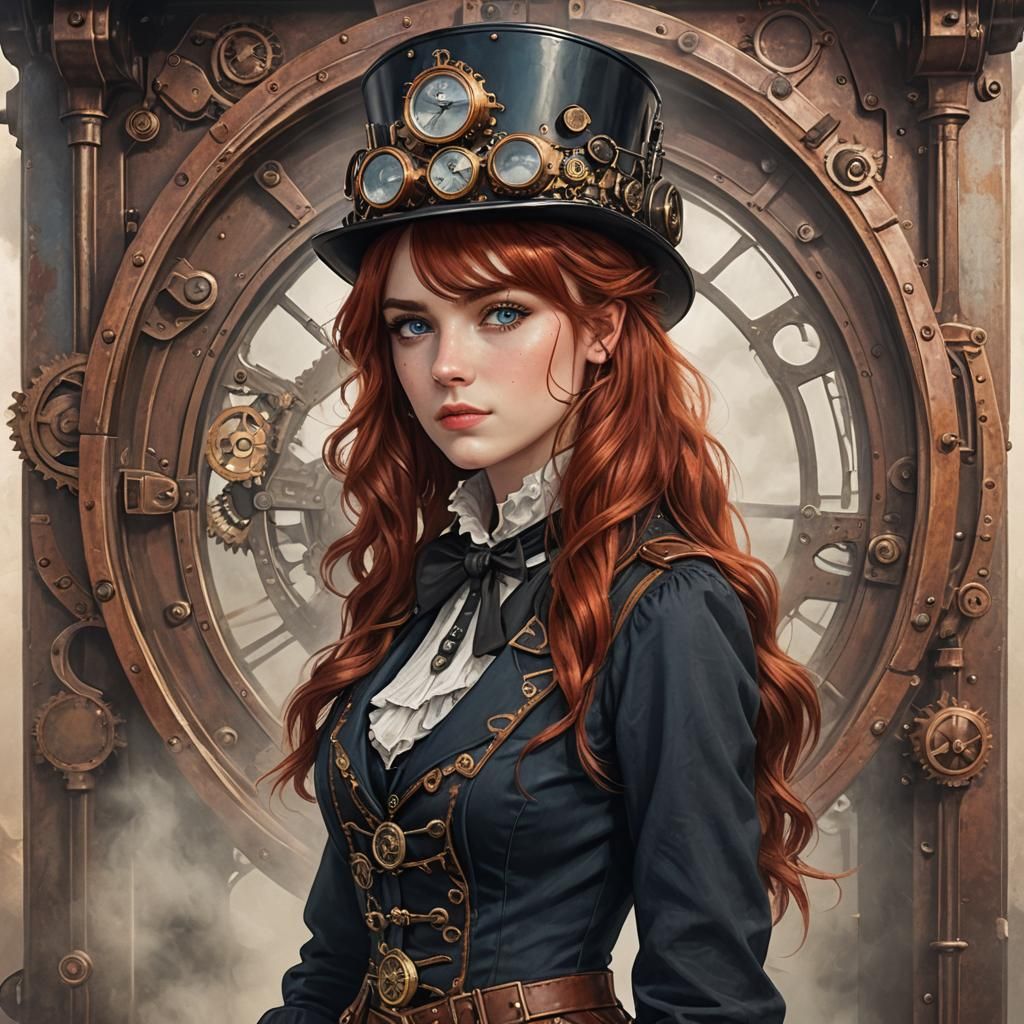 Steampunk Redhead with Engine