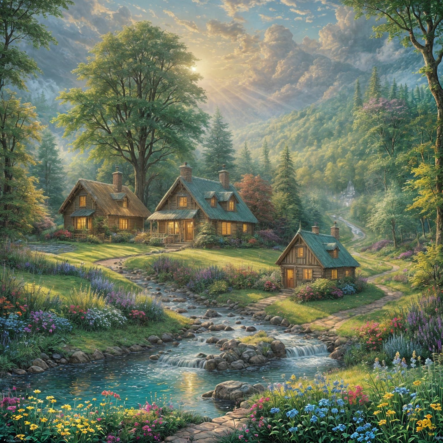 Cottage in Magical Field, Ethereal Fantasy Style
