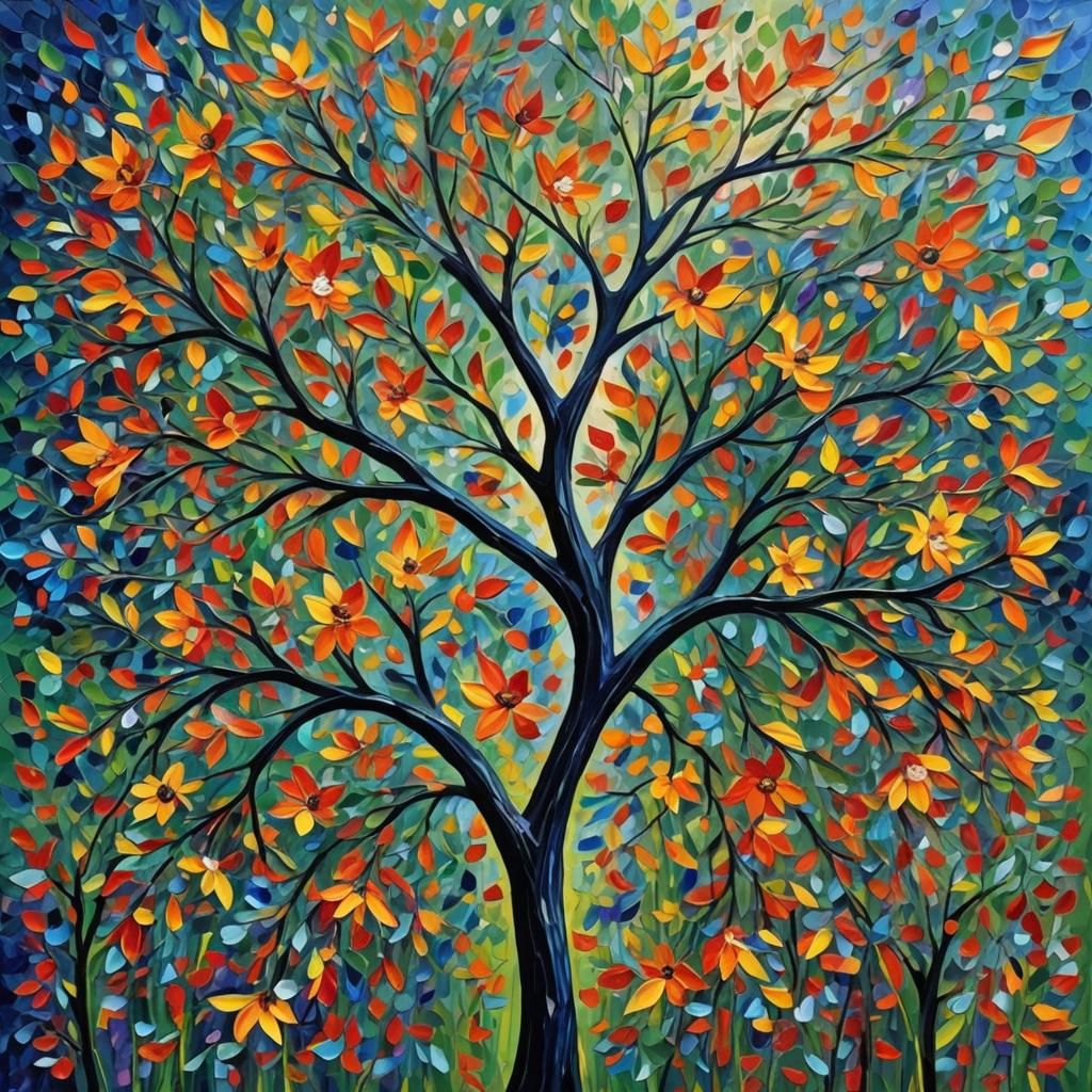 Colorful Expressionist Oil Painting with Textured Paint