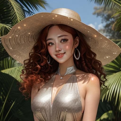 Portrait of a Smiling Young Woman with Glowing Eyes