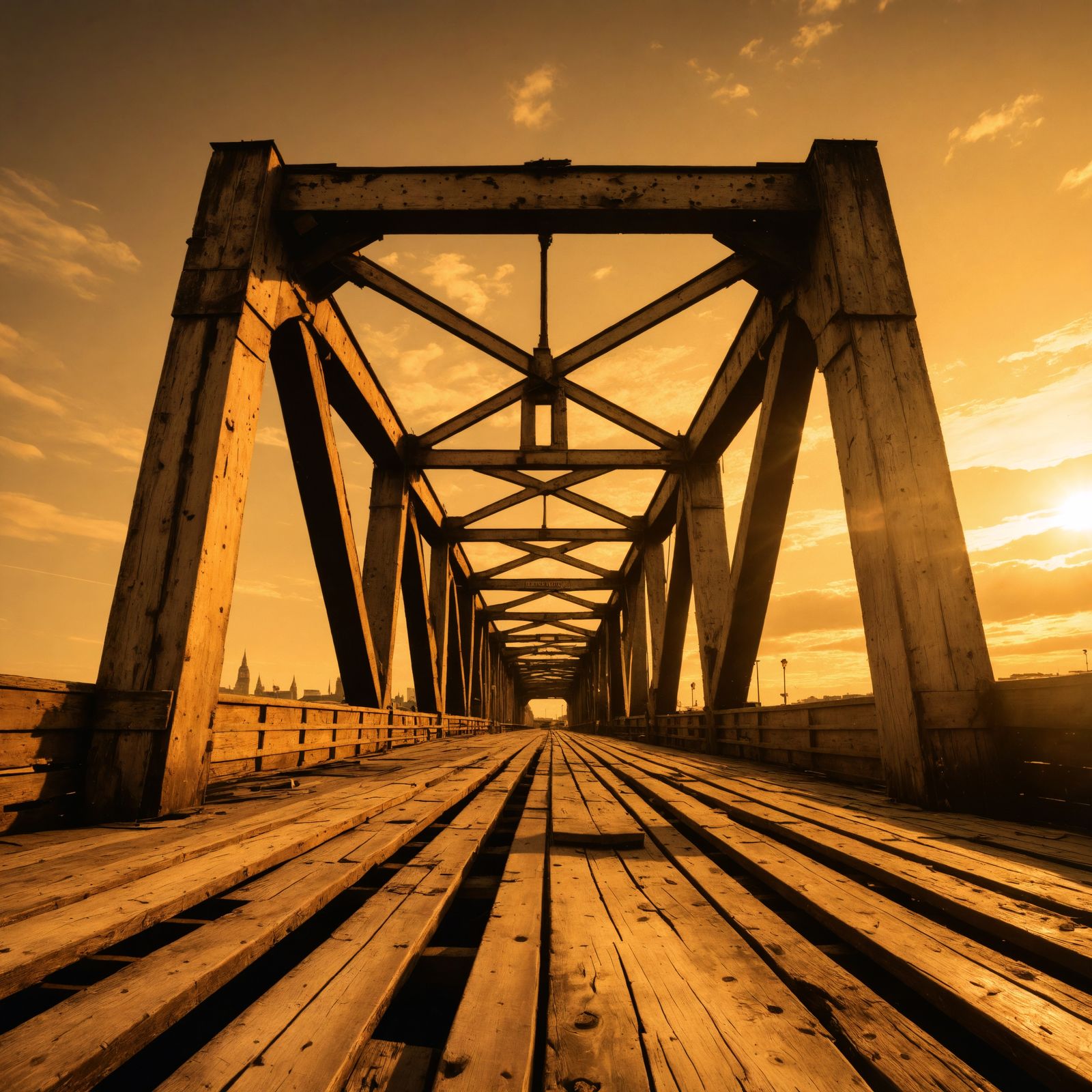Dilapidated London Bridge at Sunset