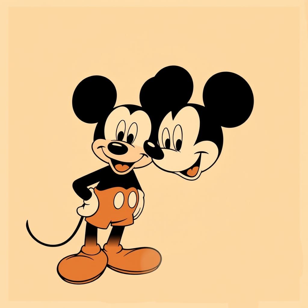 Retro Mickey and Pluto 1950s Poster Art