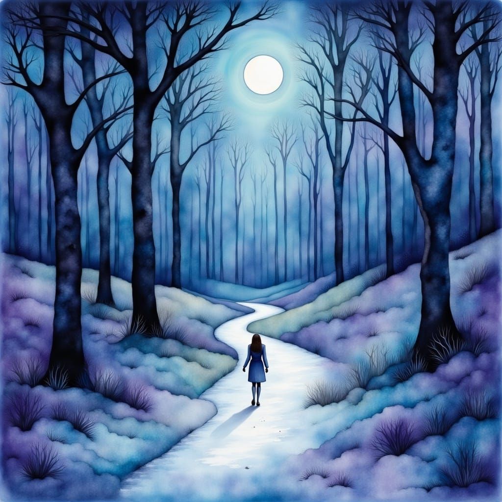 Dreamlike Winter Wonderland in Tim Burton Style