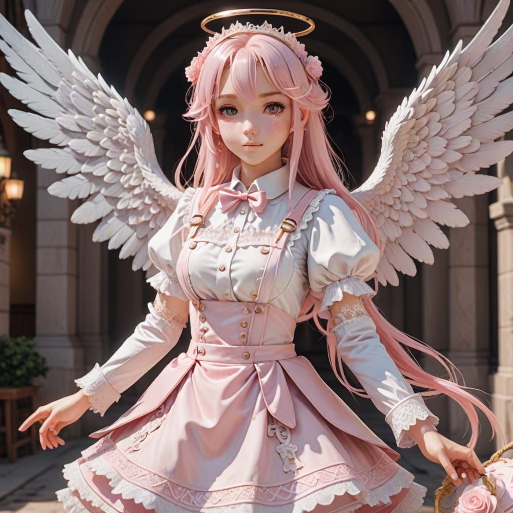 Goddess Angel in Maid Uniform with Epic Anime CGI Style