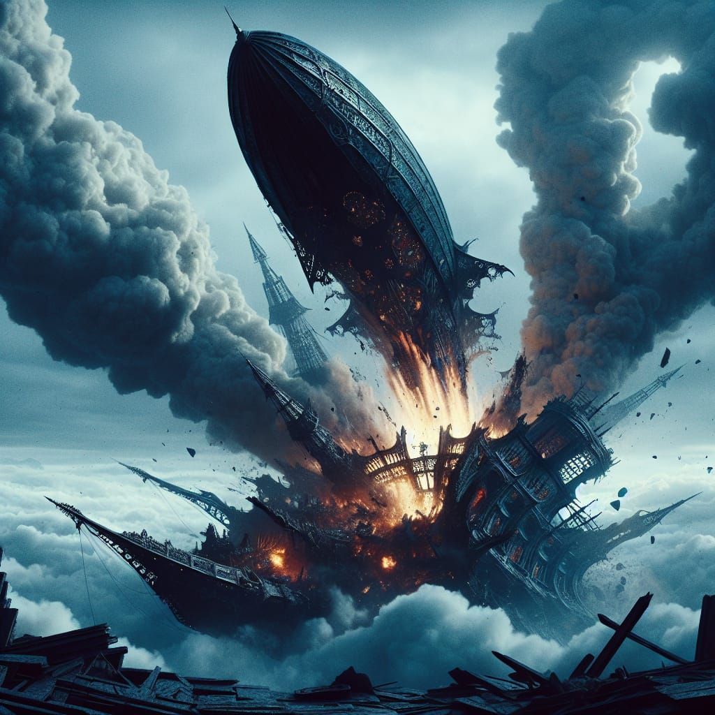 Airship Destruction: Missile Ascends in Fantasy World