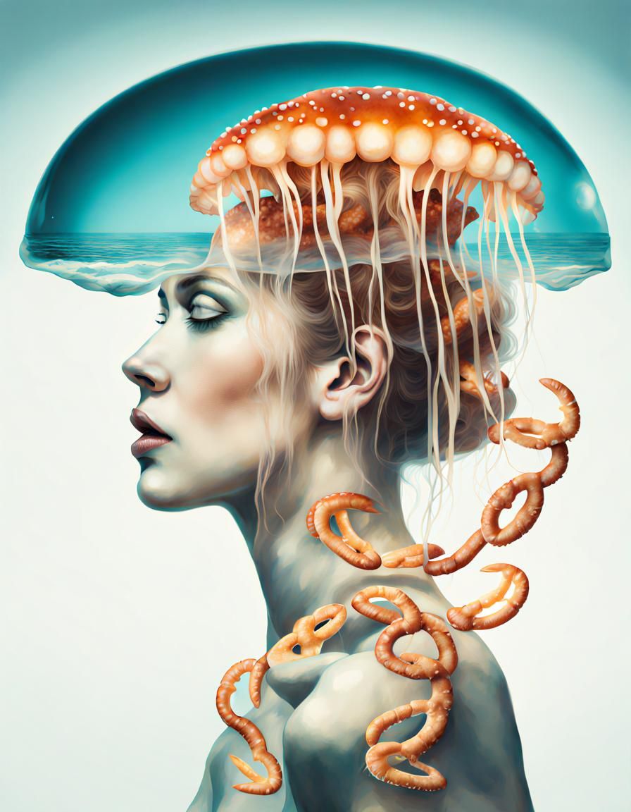 jellyfish woman with pretzels