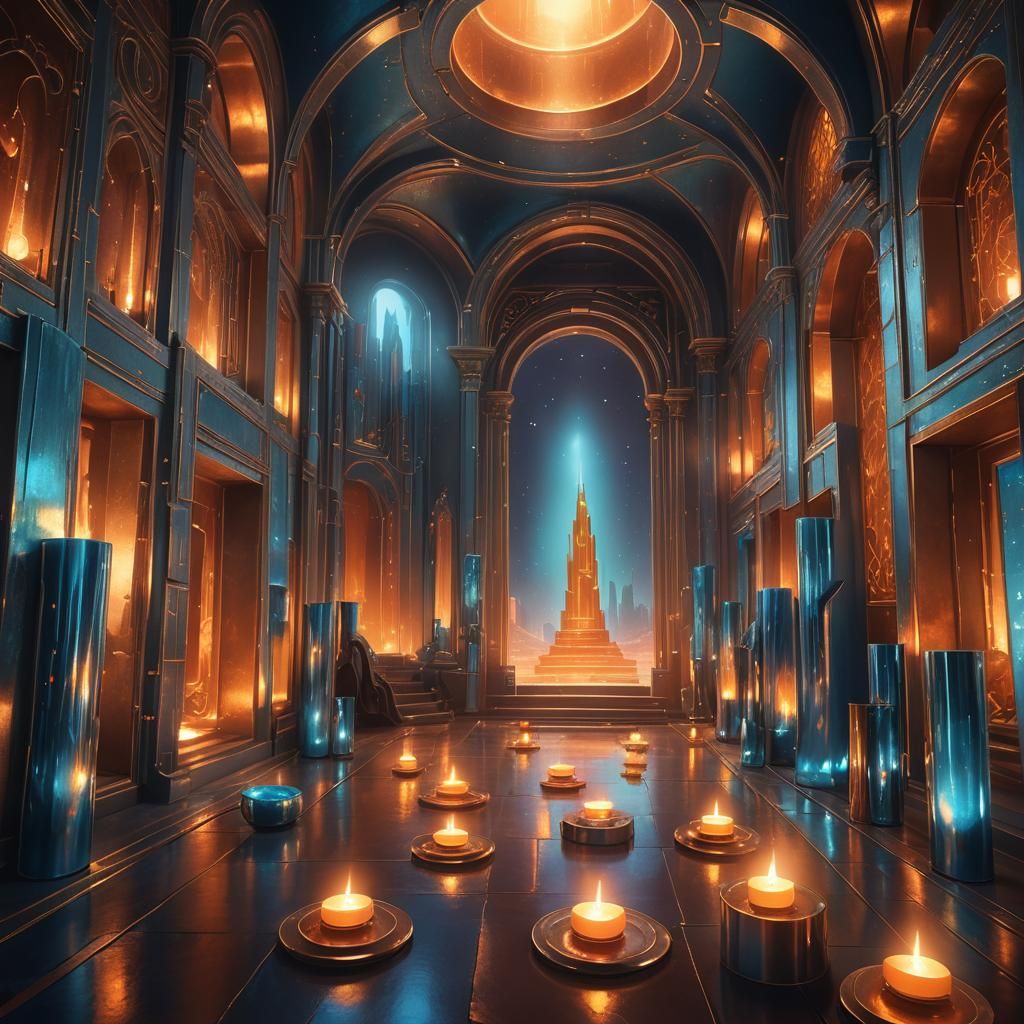 Metallic Photophores in Room: Fantastical Concept Art