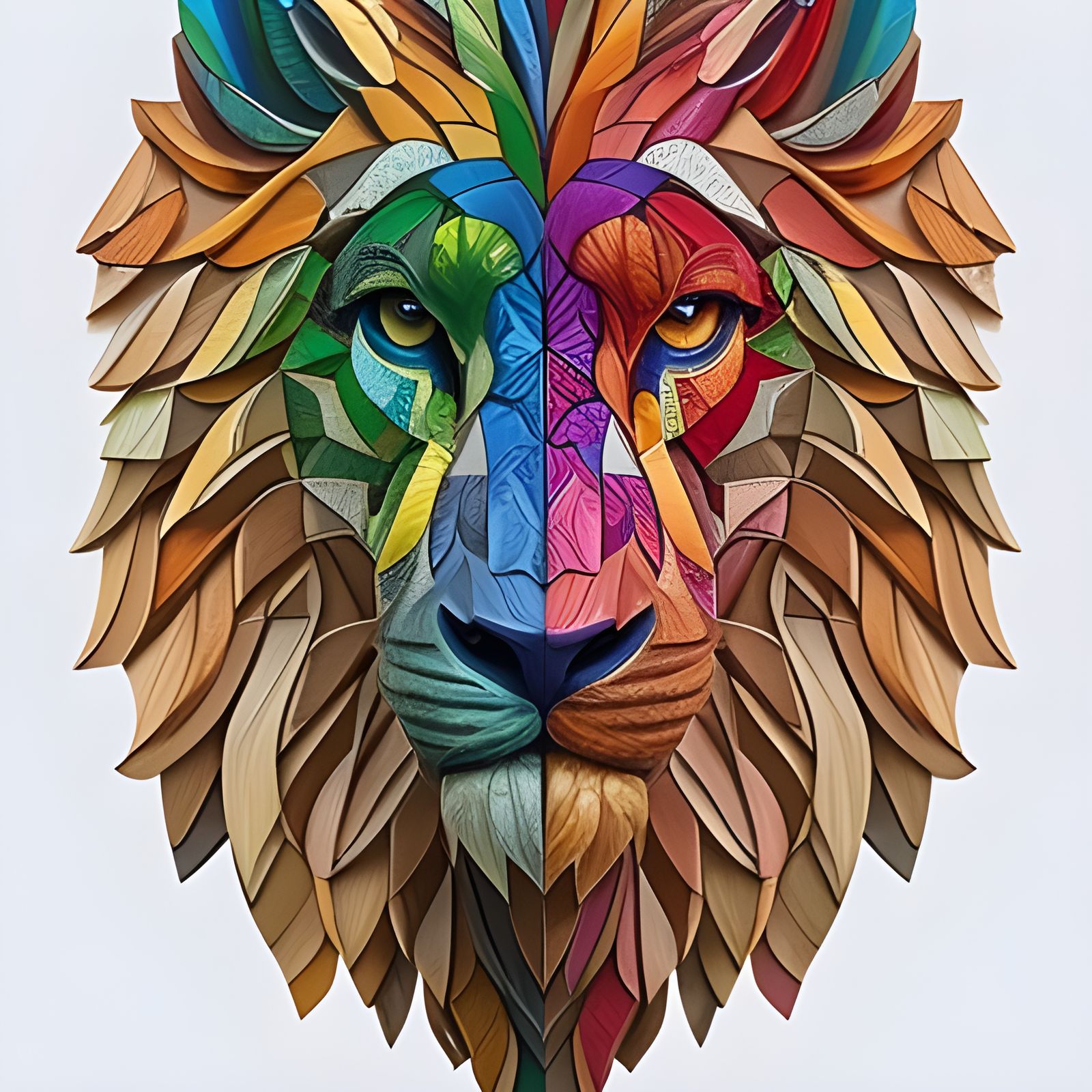 Rainbow Wooden Lion Puzzle Portrait