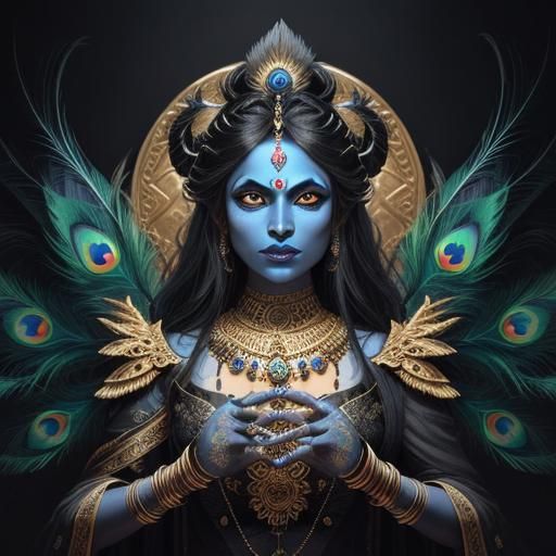 Goddess Kali in Raja Ravi Varma Inspired Painting