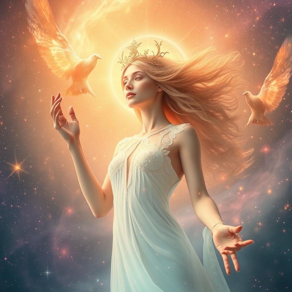 Mystical Virgo in Ethereal Cosmos: Celestial Energy