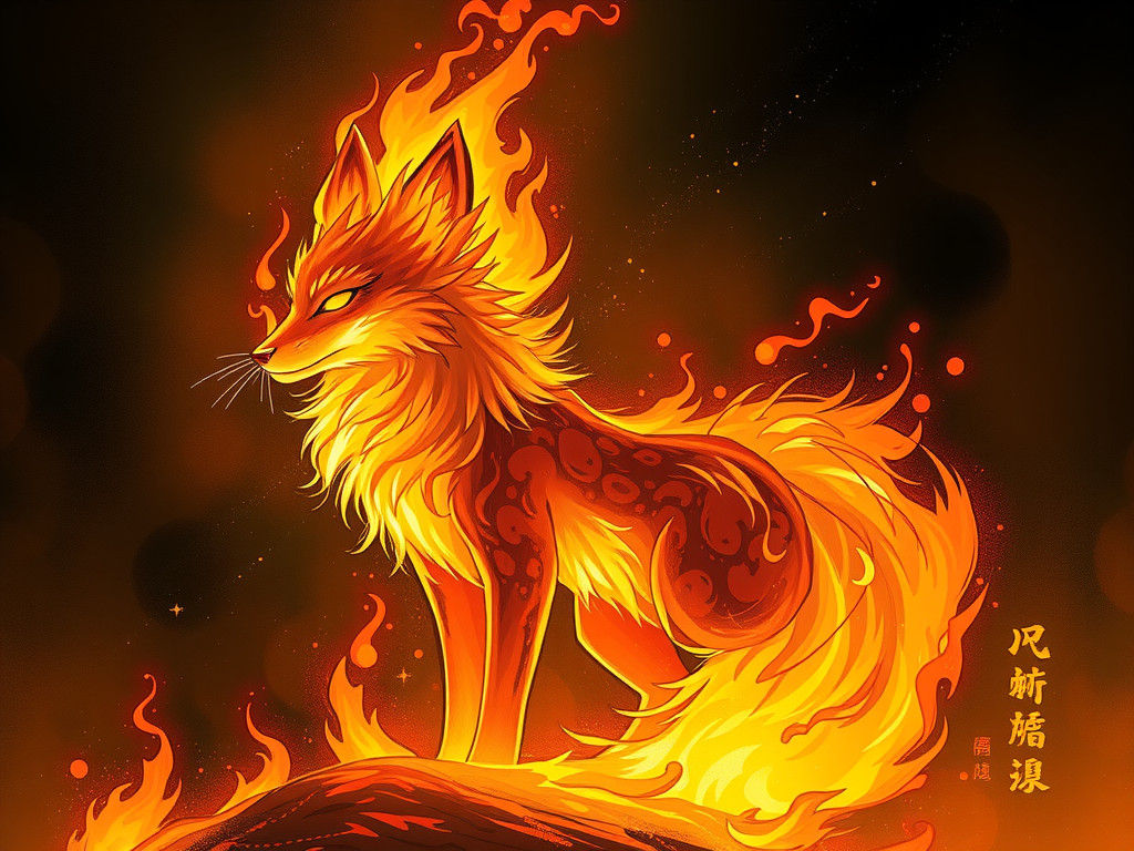 Inferno Fox: A Fiery Animation in Surreal Style