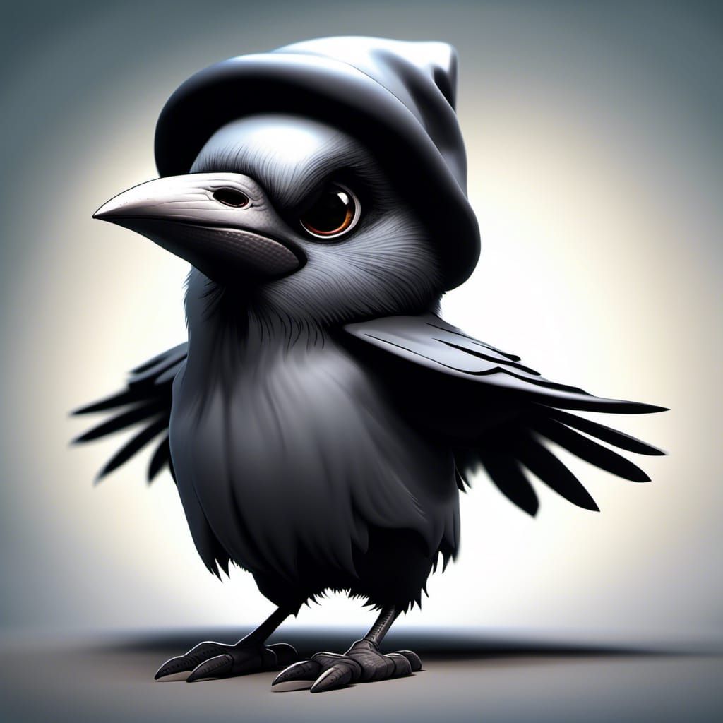 Happy Playful CROW dressed as a Ghost