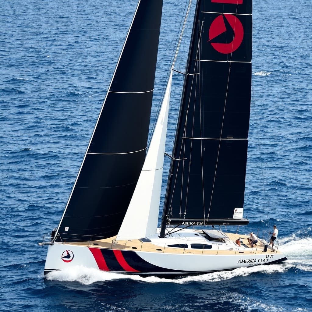 Classic America's Cup Yacht Rides Blue Waters