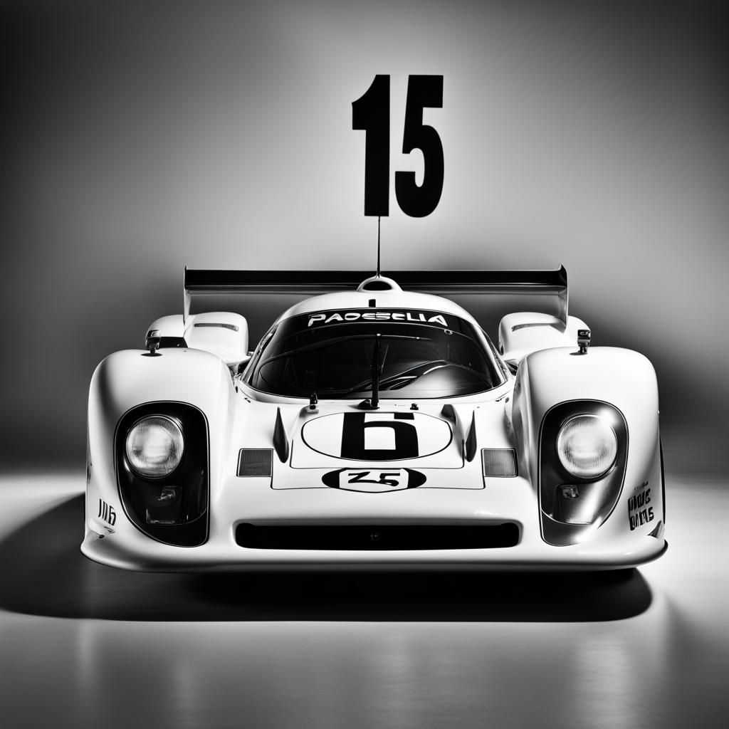 Porsche 917 LH Race Car Portrait in Black and White