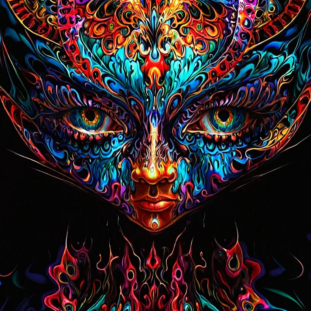 Psychedelic Fractal Mandala with Angel Number