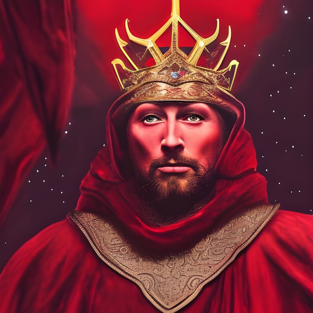 Interdimensional King in Royal Robe: Cinematic Portrait