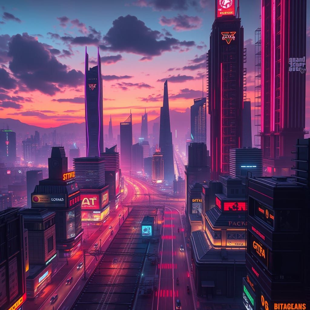 Epic Futuristic Metropolis at Twilight