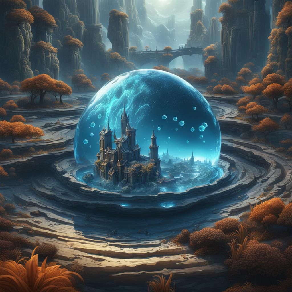 World in a Water Drop: Detailed Fantasy Art