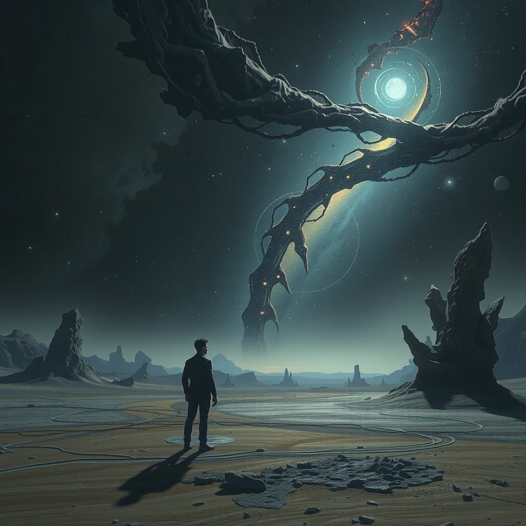 Melancholy Figure on Alien World: Matte Painting