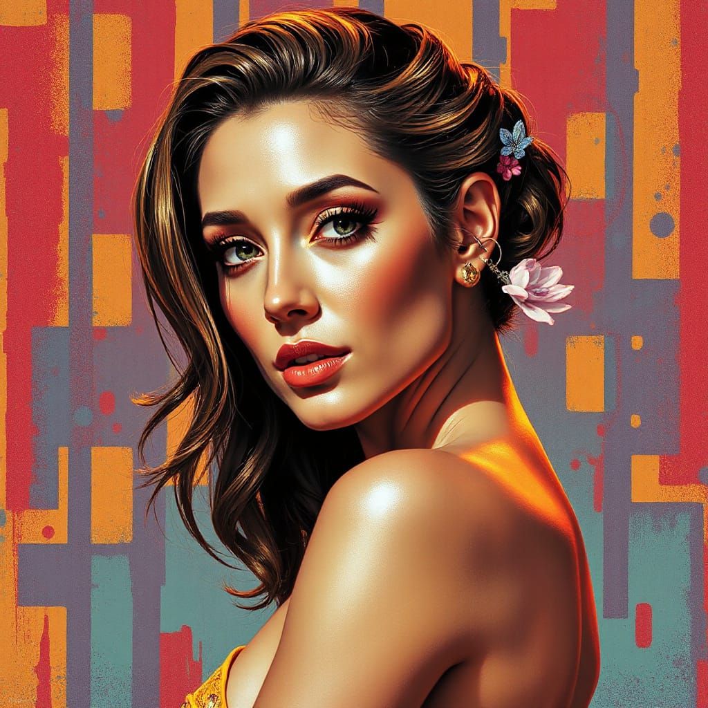 Dynamic Woman in Rich, Colorful Background, in the Style of ...