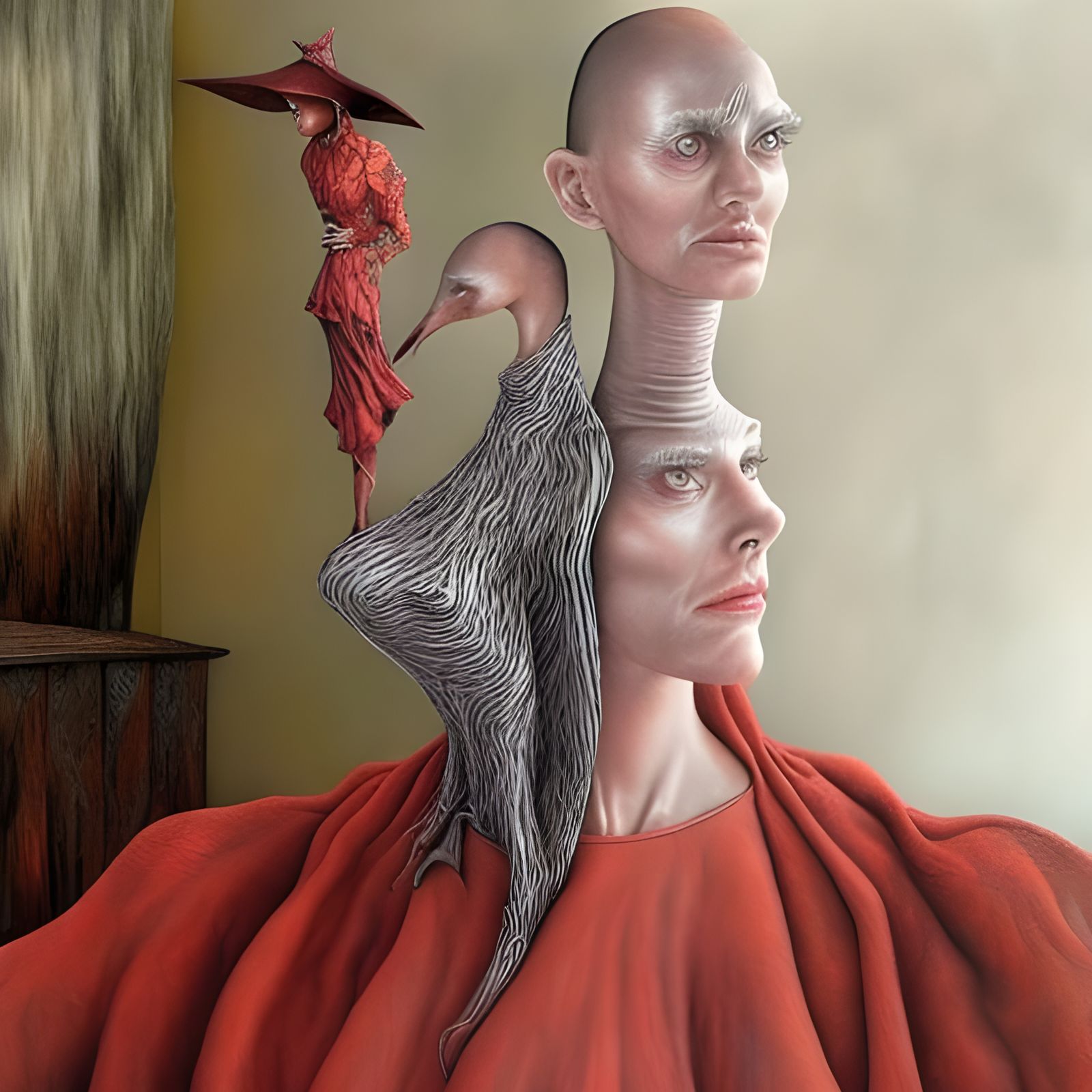 Magical Realism Portrait in Alabaster Montage