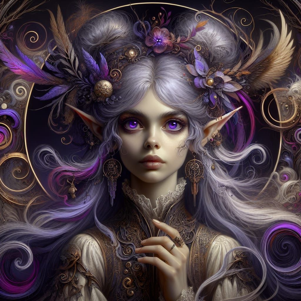 Drow Elf Priestess of Loth in Symbolist Style