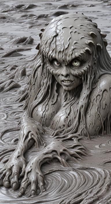 Sweet Anime Mud Monster Girl in Ink Art Style