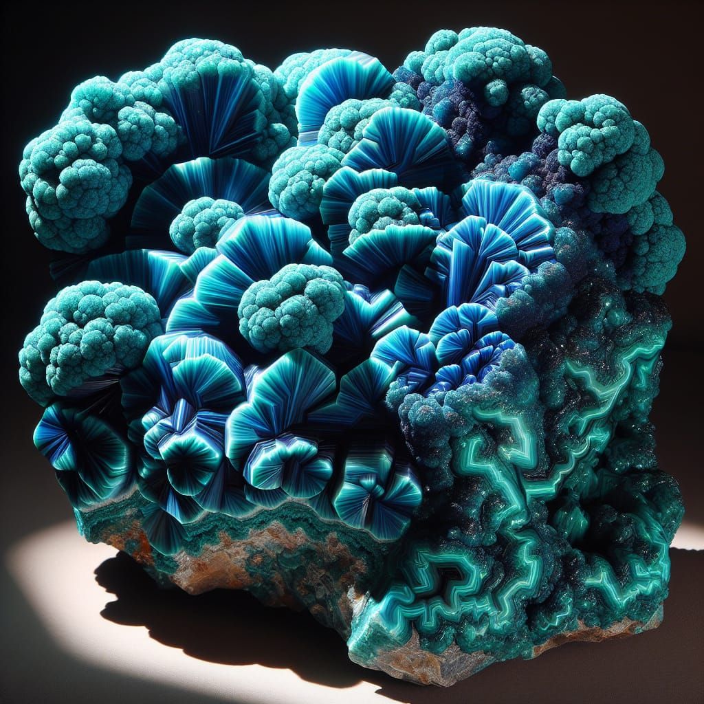 Electric Blue Azurite and Malachite Geologic Formation