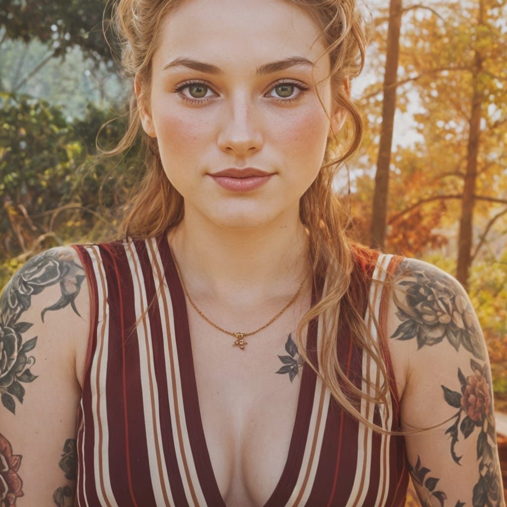 Confident Young Woman in Warm Golden Sunlight