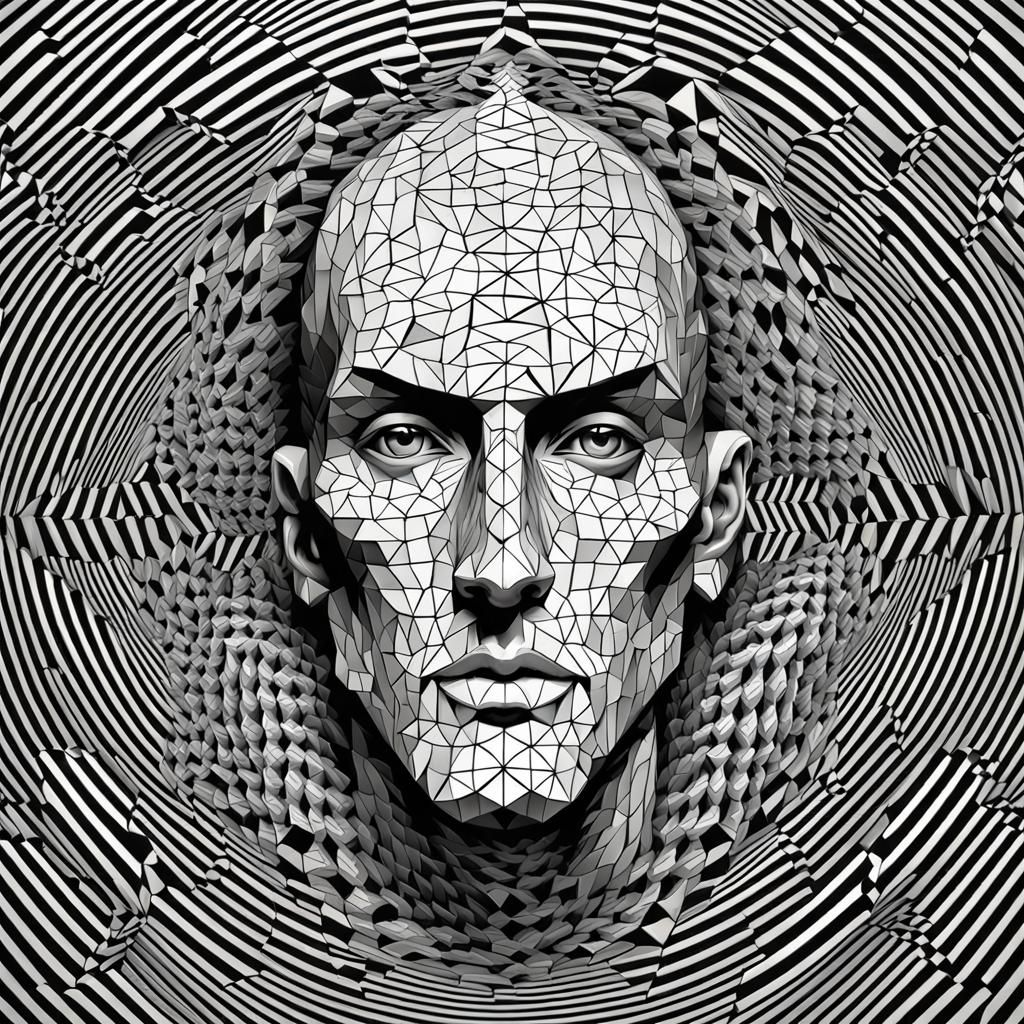 Optical Illusion Face in Vectorial Art Style