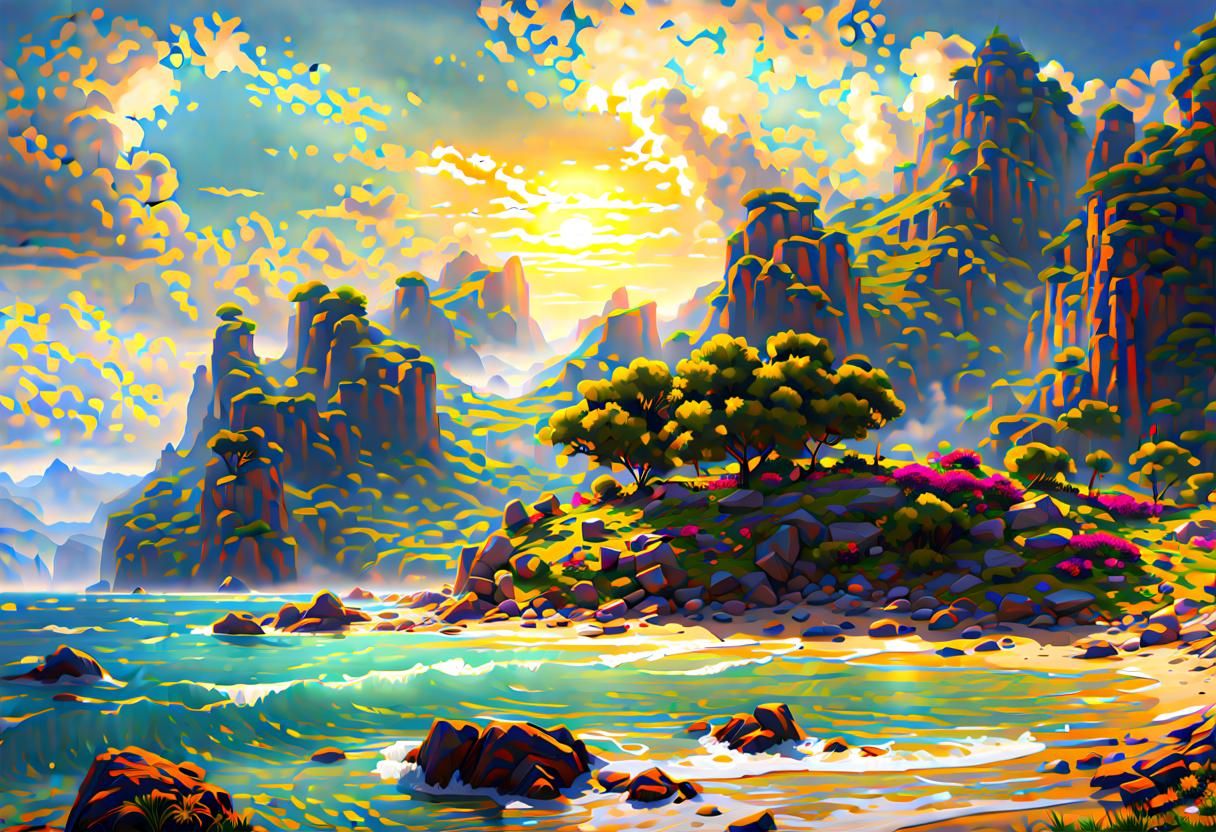 Summer Landscape in Detailed Matte Painting Style