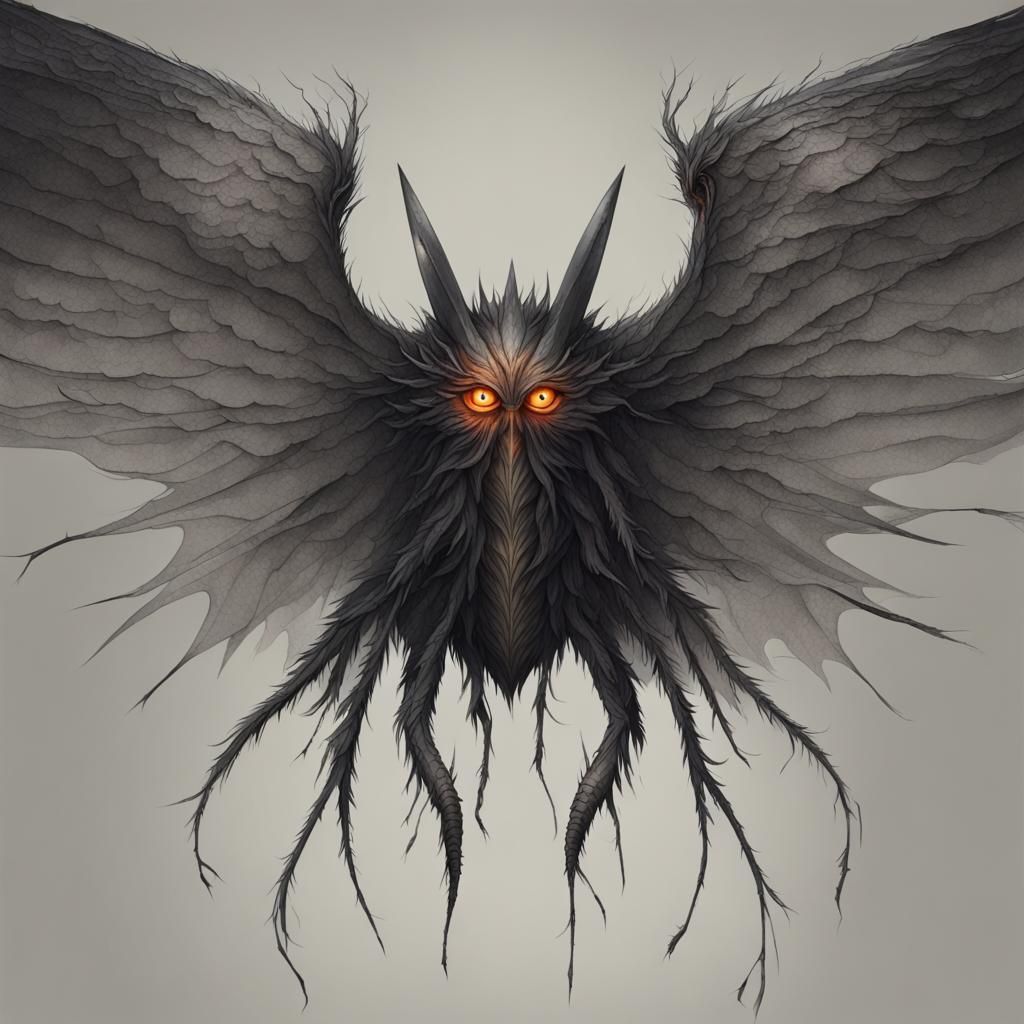Surreal Monster with Six Wings and Many Eyes