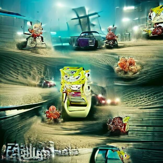 Spongebob Races in Fast and Furious Style