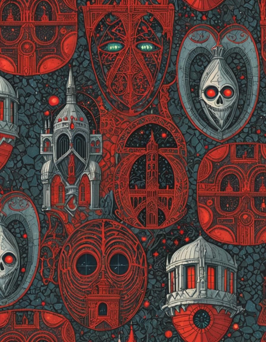 Gothic Castle Concept Art in Starry Night