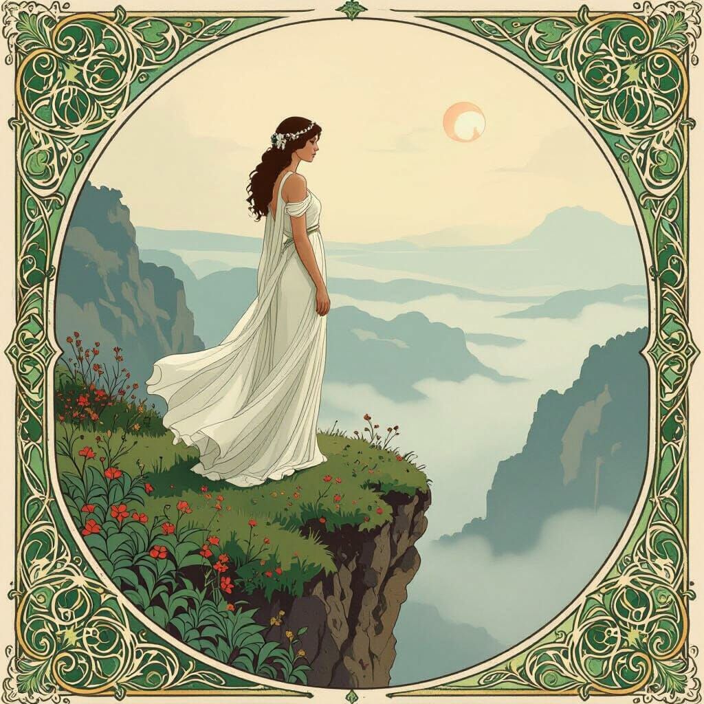 Ethereal Woman in Art Nouveau Style